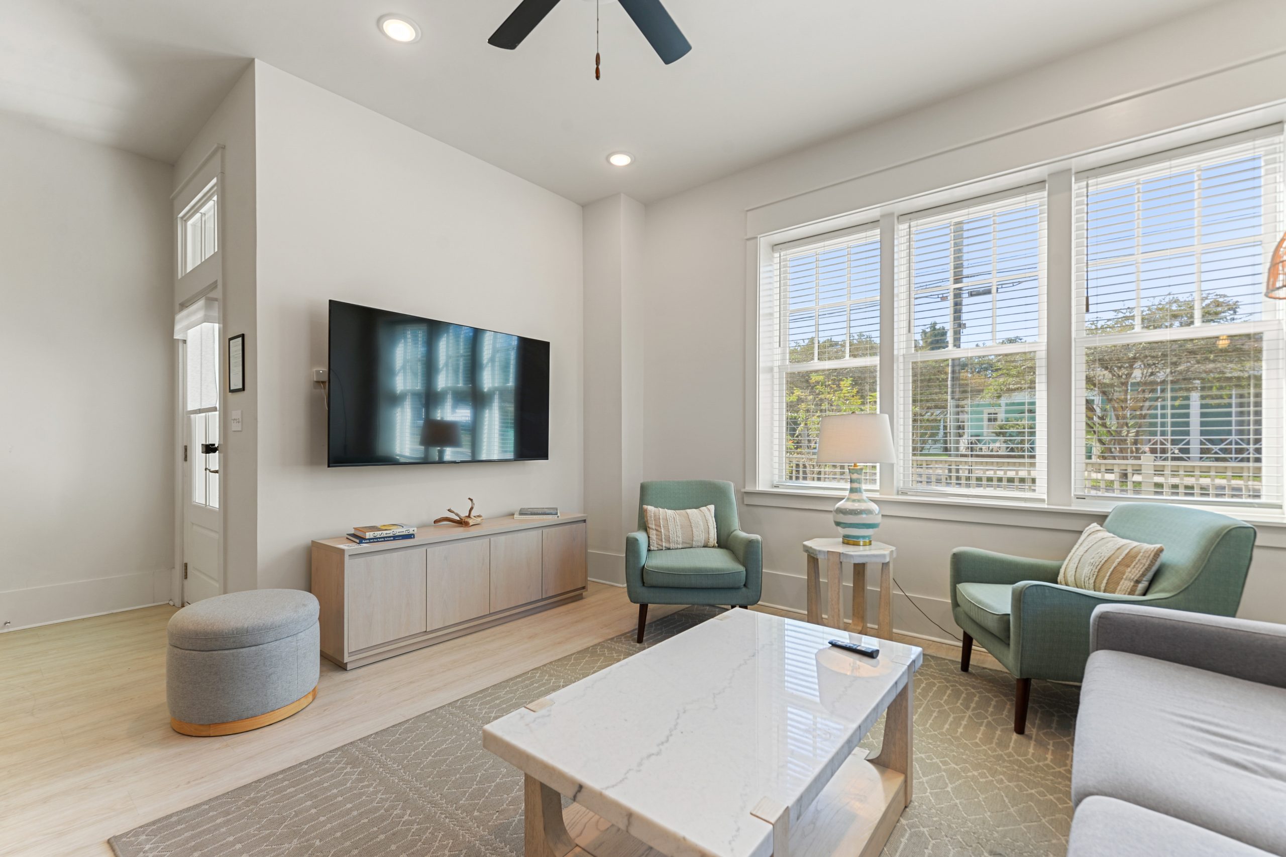 Beautiful living room in Bay St. Louis condo on Main St.